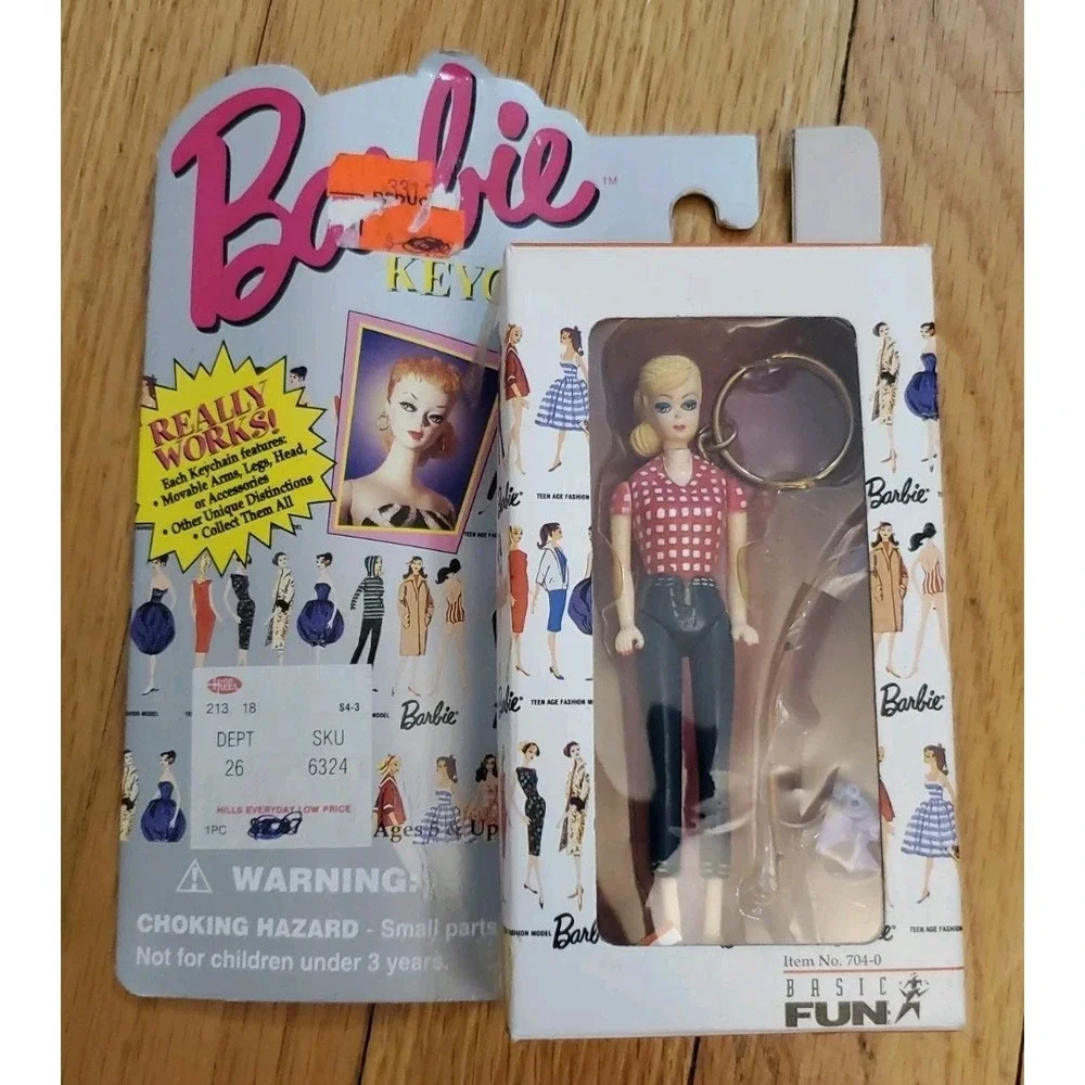 Vintage 1995 Barbie Keychain Lot 4 Basic Fun Poodle Picnic Spotlight Ballerina